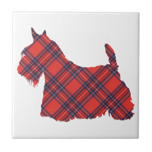 Skotsk terrier-tartan-siluett kakelplatta