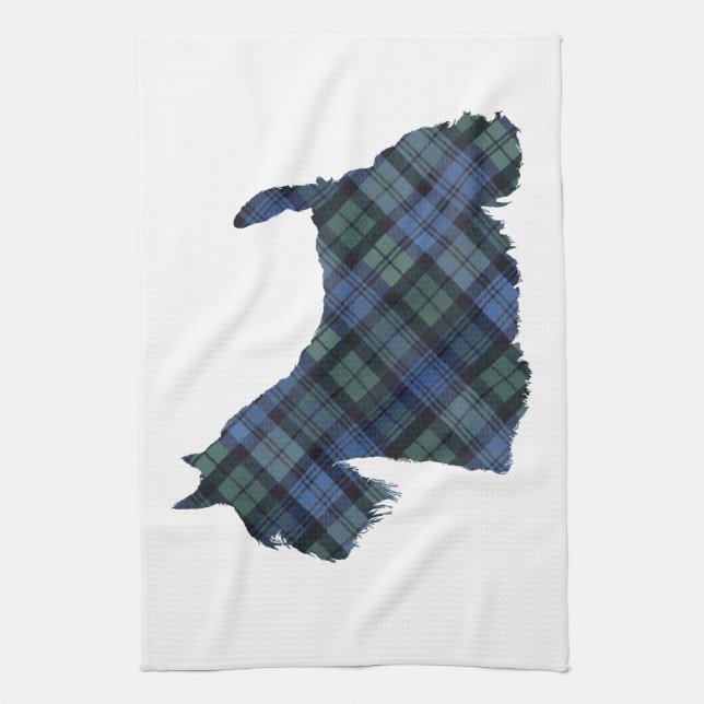 Skotsk terrier-tartan-siluett kökshandduk (Vertikal)