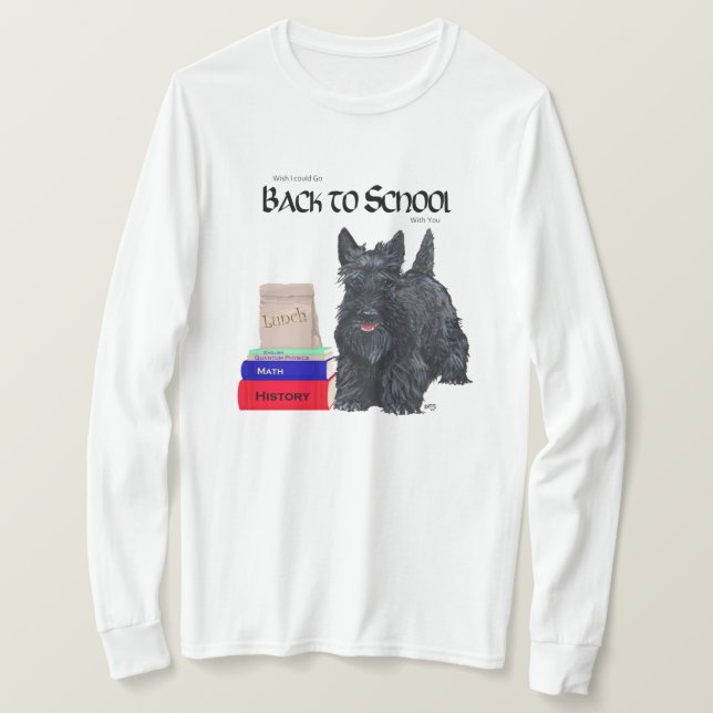 Skotsk terrier tillbaka till skolan t shirt (Design framsida)