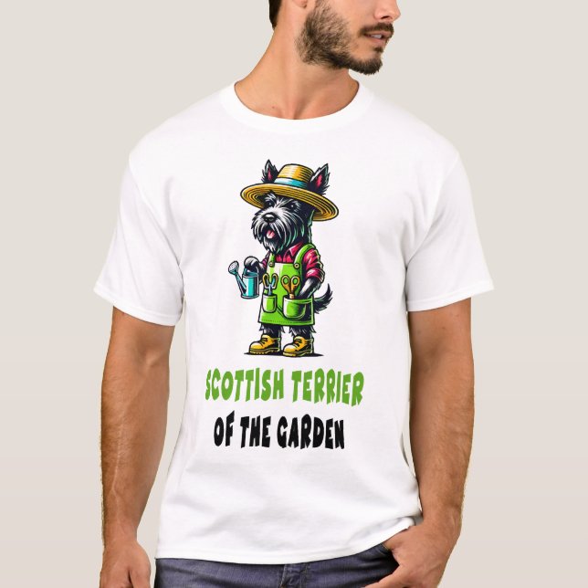 Skotsk terrier trädgårdsmästare t shirt (Framsida)