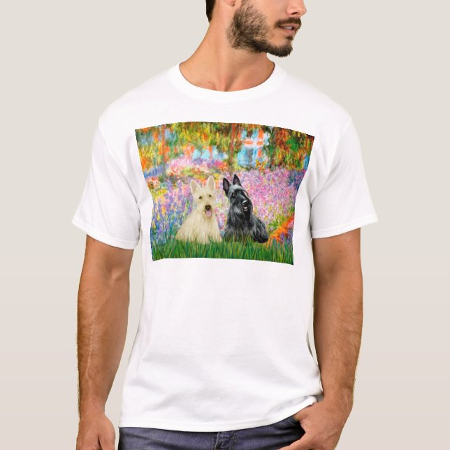 Skotsk terrier (två BW) - Trädgård T Shirt (Framsida)