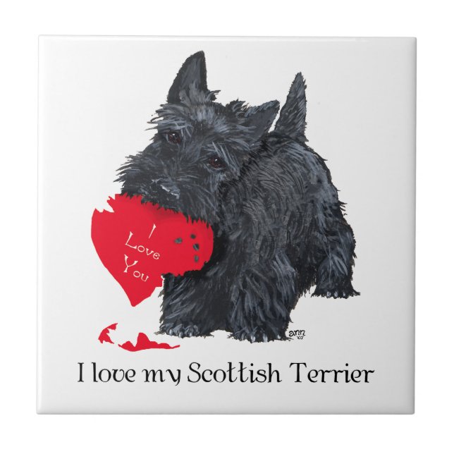 Skotsk terrier-valentin kakelplatta (Framsidan)