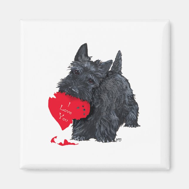 Skotsk terrier-valentin magnet (Framsidan)