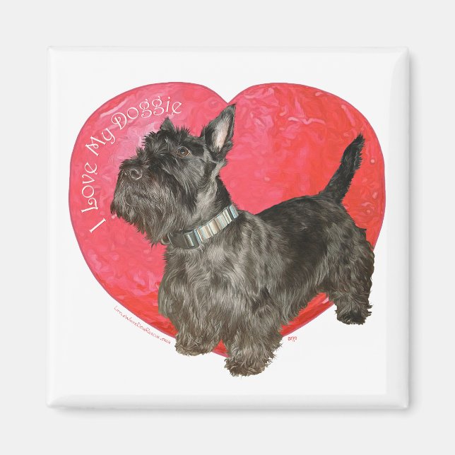 Skotsk terrier-valentin magnet (Framsidan)