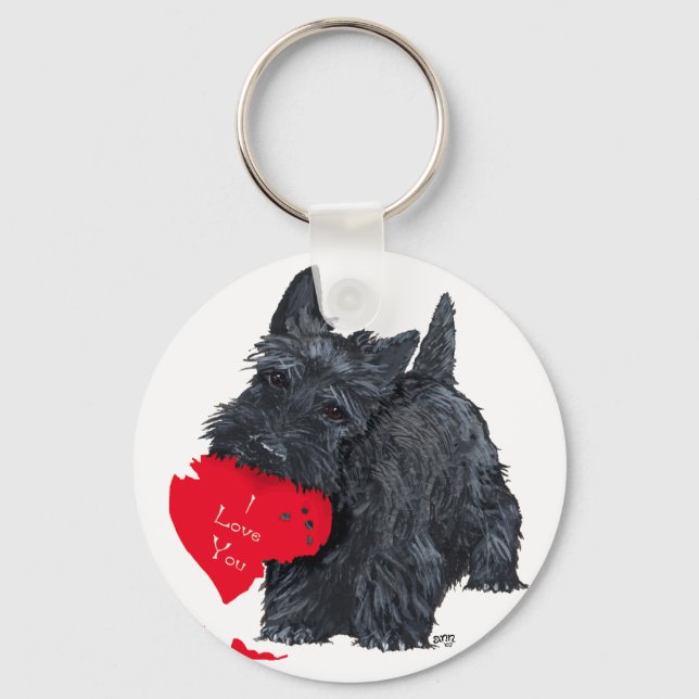 Skotsk terrier-valentin nyckelring (Framsida)