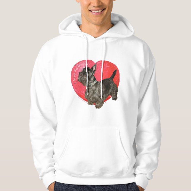 Skotsk terrier-valentin sweatshirt med luva (Framsida)
