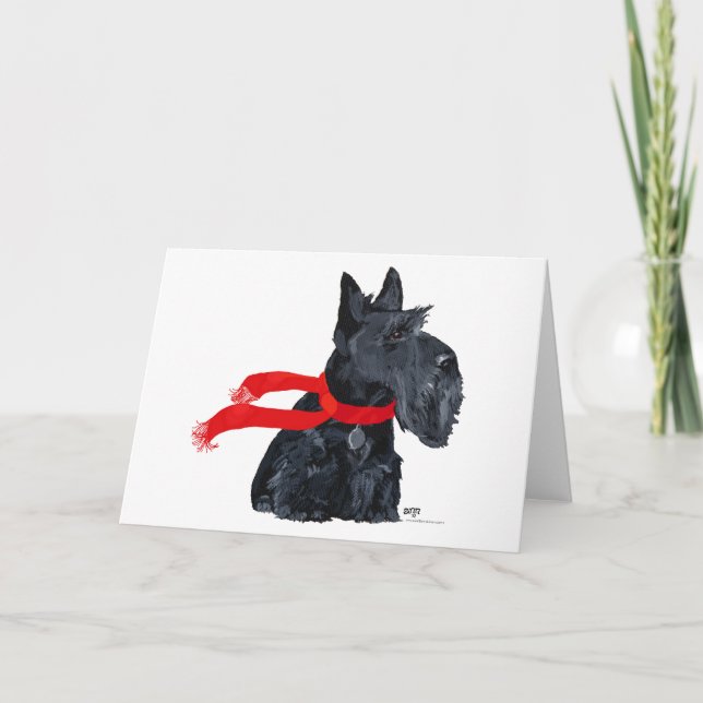Skotsk Terrier Vinterfirande Helgkort (Framsida)
