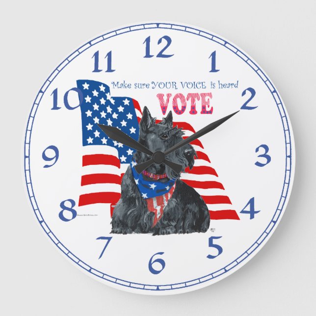 Skotsk terrier "VOTE" klocka (Framsida)