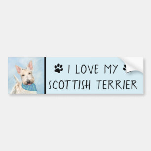 Skotsk Terrier Wheaten Hund Måleri Original Konst Bildekal