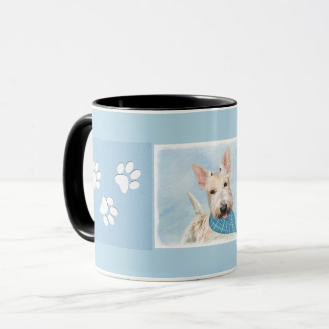 Skotsk Terrier Wheaten Hund Måleri Original Konst Mugg (Framsida vänster)