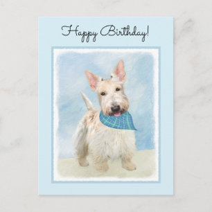 Skotsk Terrier Wheaten Hund Måleri Original Konst Vykort