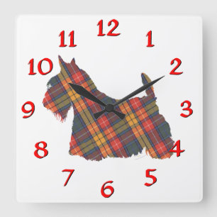 Skotsk TerrierBuchanan Tartan Fyrkantig Klocka