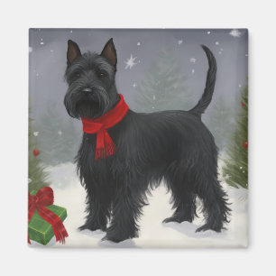 Skotsk terrierhund i snö julen magnet