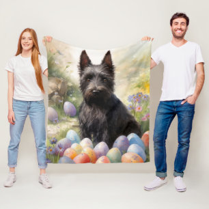 Skotsk terrierhund med påskägg semester fleecefilt