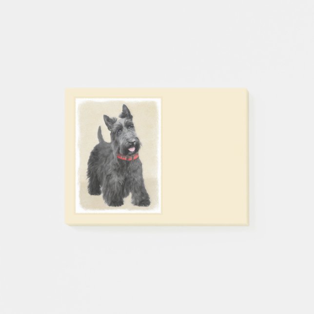 Skotsk Terriermålning - gullig original- hundkonst Post-it Block (Framsida)