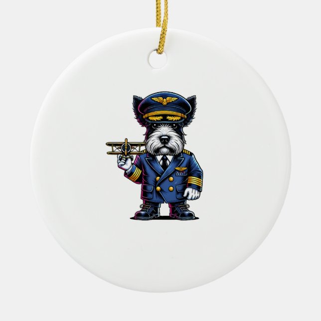 Skotsk terrierpilot julgransprydnad keramik (Framsidan)
