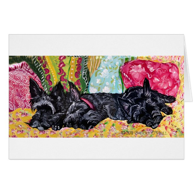 Skotsk Terrierstuga Hälsningskort (Framsidan Horizontal)