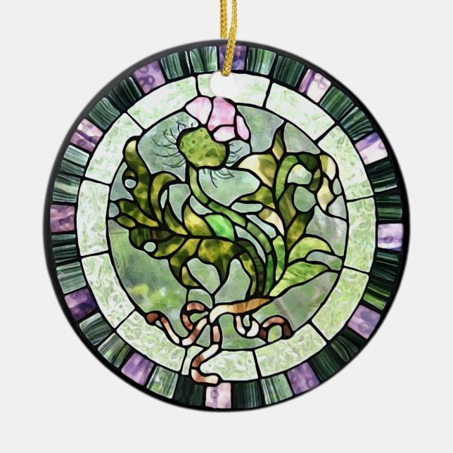 Skotsk Thistle Julgransprydnad Keramik (Framsidan)