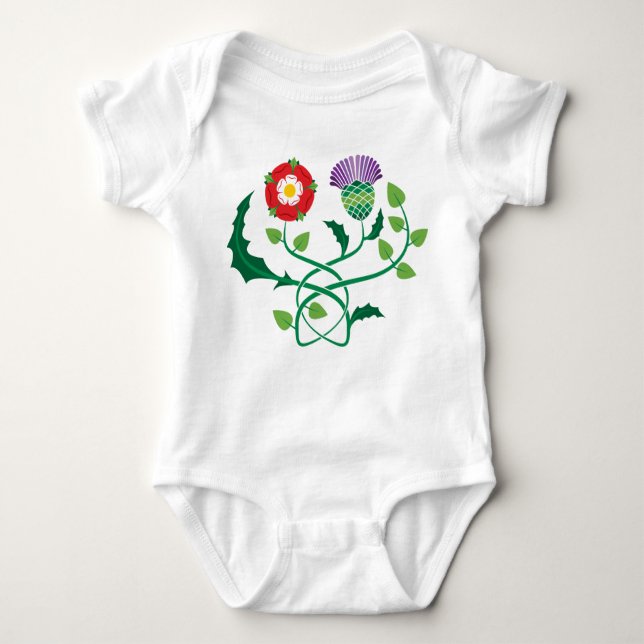 Skotsk thistle- och engelskarobabyBodysuit T Shirt (Framsida)