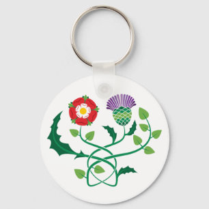 Skotsk Thistle och rosa nyckelring för engelska