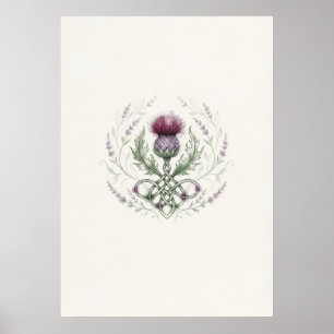 Skotsk Tistel Celtic Knut Kransaffisch Poster