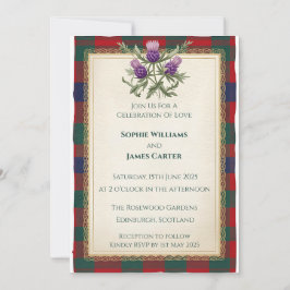 Skotsk Tistel Celtic Tartan Bröllopsinbjudan Inbjudningar