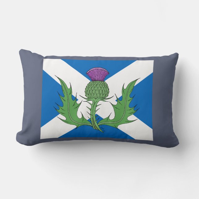 Skotsk tistel och saltire lumbarkudde (Framsida)