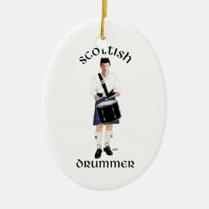 Skotsk trummare - Blå kilt Julgransprydnad Keramik
