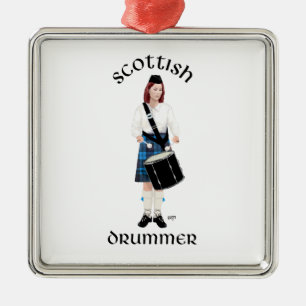 Skotsk trummare - Blå kilt Julgransprydnad Metall