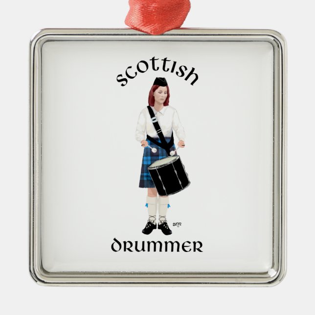 Skotsk trummare - Blå kilt Julgransprydnad Metall (Framsidan)
