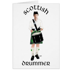 Skotsk trummis - grön kilt hälsningskort