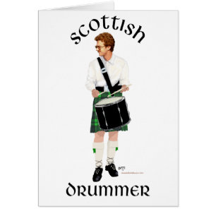 Skotsk trummis - grön kilt hälsningskort