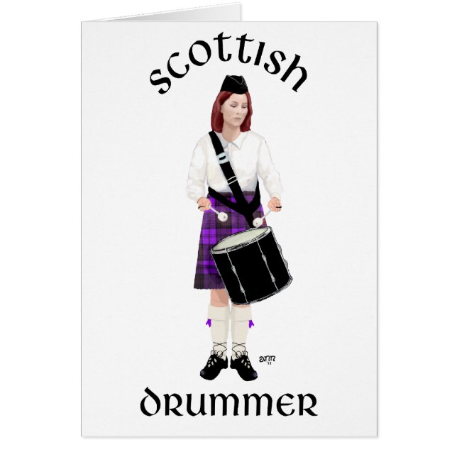 Skotsk Trummis - Lila Kilt Hälsningskort (Framsidan)