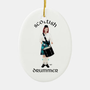 Skotsk Trummis - Turkos Julgransprydnad Keramik