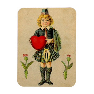 Skotsk vintage Valentine och rött hjärta Magnet
