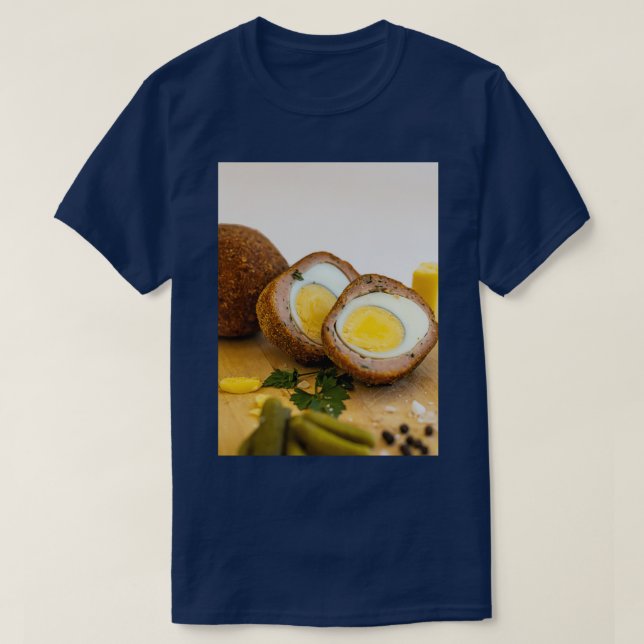 Skotska ägg på träpterska t shirt (Design framsida)