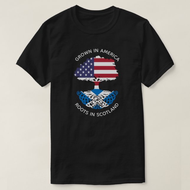 Skotska-amerikanska rötter i Skottland Celtic Träd T Shirt (Design framsida)