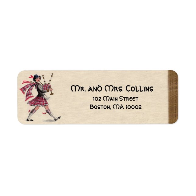 Skotska Dam-etiketter Returadress Etikett (Framsidan)