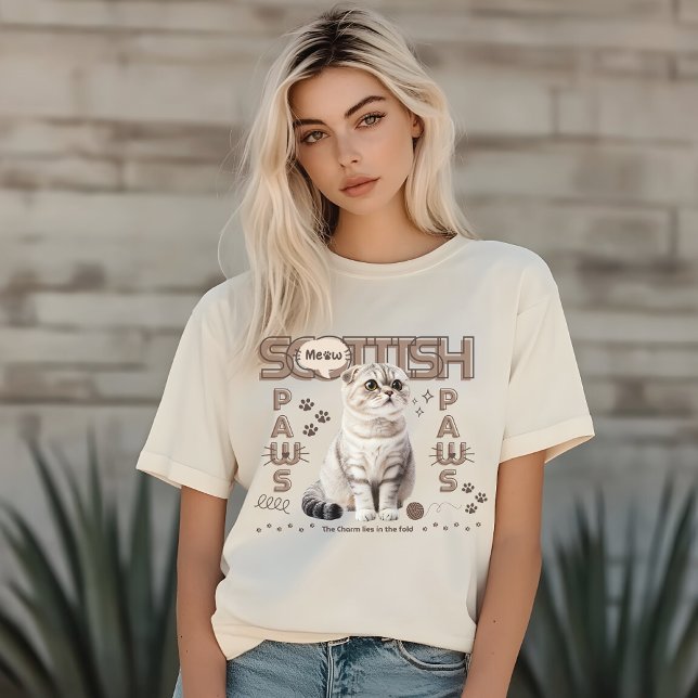 Skotska feta katt, minimalistisk Mysigt, kattföräl T Shirt (Skapare uppladdad)