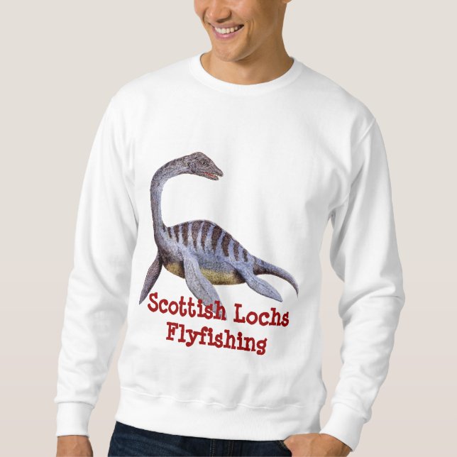 Skotska fjordar som flyfishing Nessiedräkt Sweatshirt (Framsida)