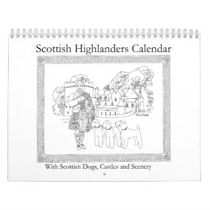 Skotska högländare, slott och hundar kalender