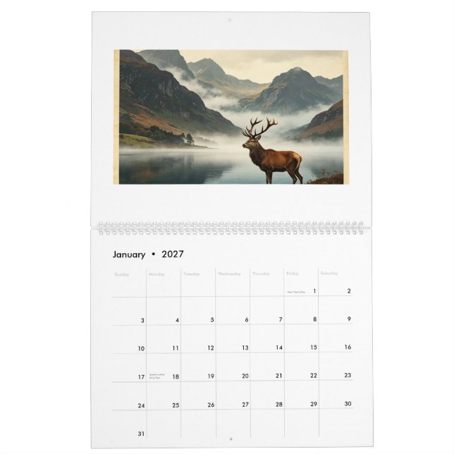 Skotska högländerna kalender 2027 (Jan 2027)