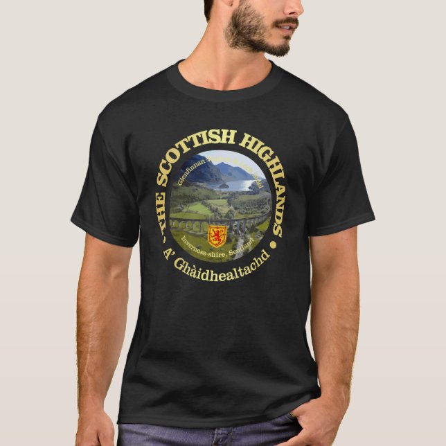 Skotska högländerna retro rolig t shirt (Framsida)