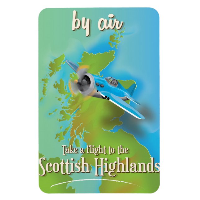 Skotska högländerna vintage flygplansaffisch magnet (Vertikal)