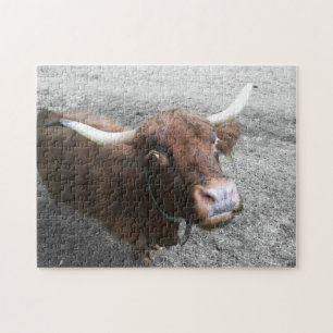 Skotska höglandet Nötkreatur Cow Farmer Cute Anima Pussel