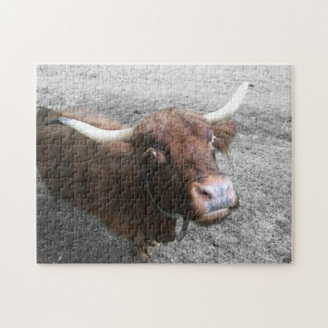 Skotska höglandet Nötkreatur Cow Farmer Cute Anima Pussel (Horisontell)