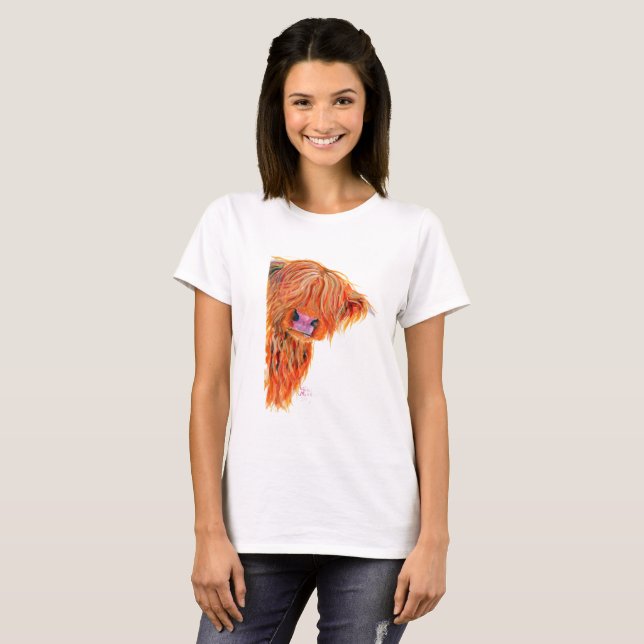 Skotska höglands- bästa kvinna för ko PEEKABOO Tee (Hel framsida)