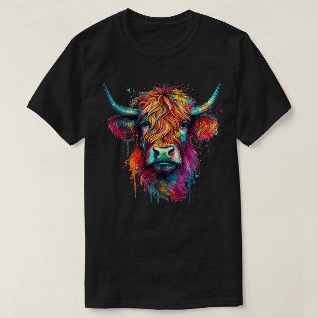 Skotska höglandskägget Cow Ansikte Highlander Catt T Shirt (Design framsida)