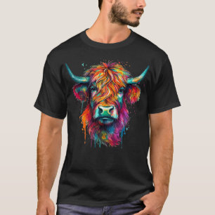 Skotska höglandskägget Cow Ansikte Highlander Catt T Shirt
