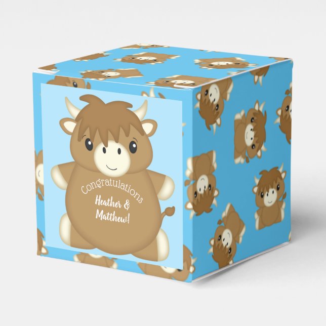 Skotska höglandskäggiga babyskor blå presentaskar (Framsidan Sidan)